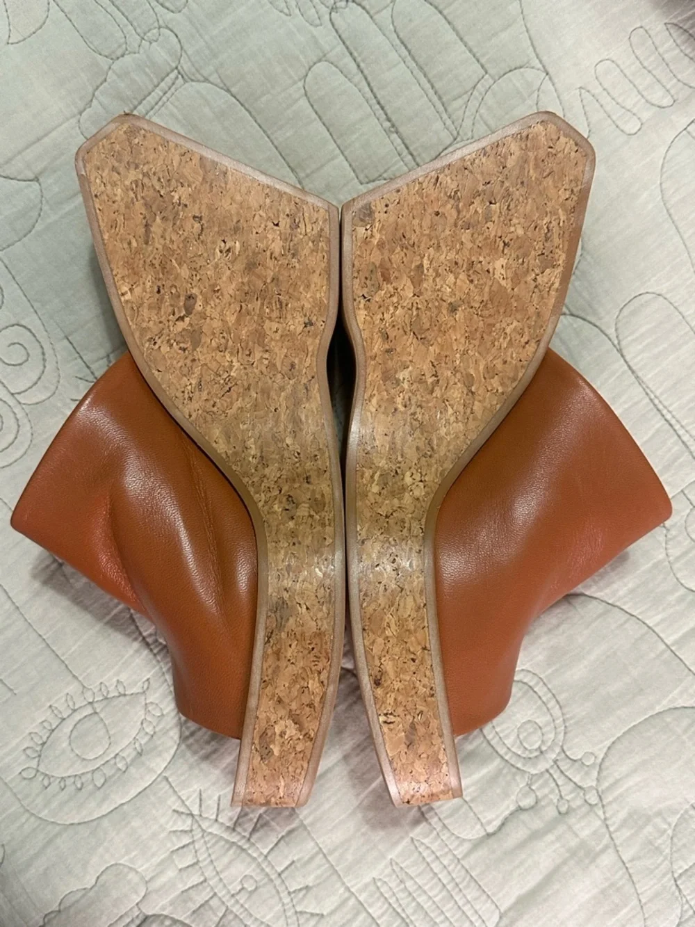 Clergerie Paris Cork Platform Wedge Mule Sandals Brown Leather EU 39 NIB $545